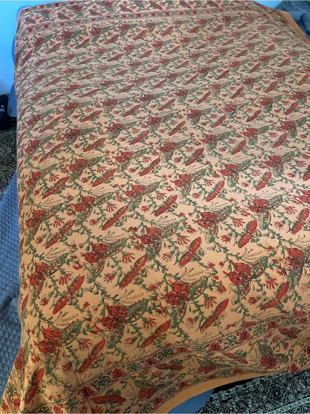 Floral orange butterfly Cotton Bedding Throw / tablecloth - Brand Unspecified